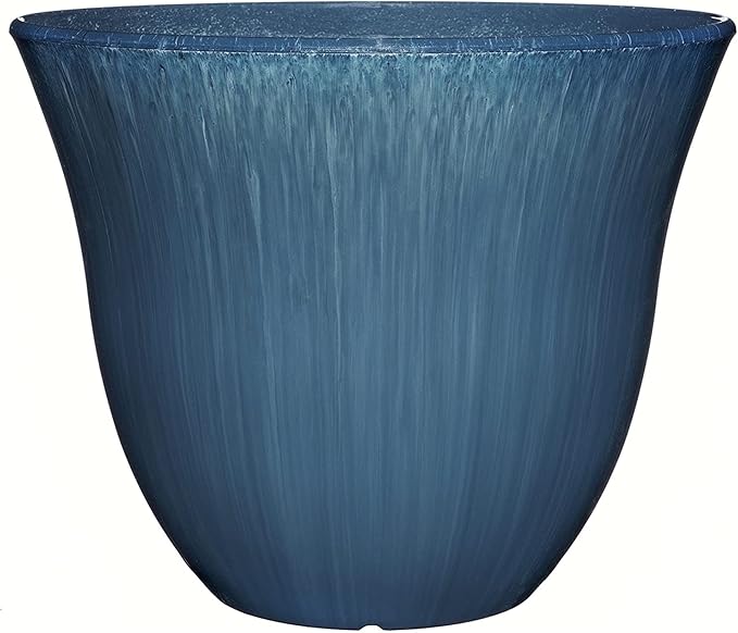 Classic Home and Garden Honeysuckle Resin Flower Pot Planter, Ocean Blue, 13"