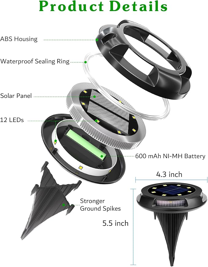 Biling Solar Pathway Lights Outdoor Uplight Sidelight, 12 Packs Blue Bright Solar Ground Lights Walkway Lights Waterproof Solar Deck Lights for Yard Walkway Garden Halloween Decorations