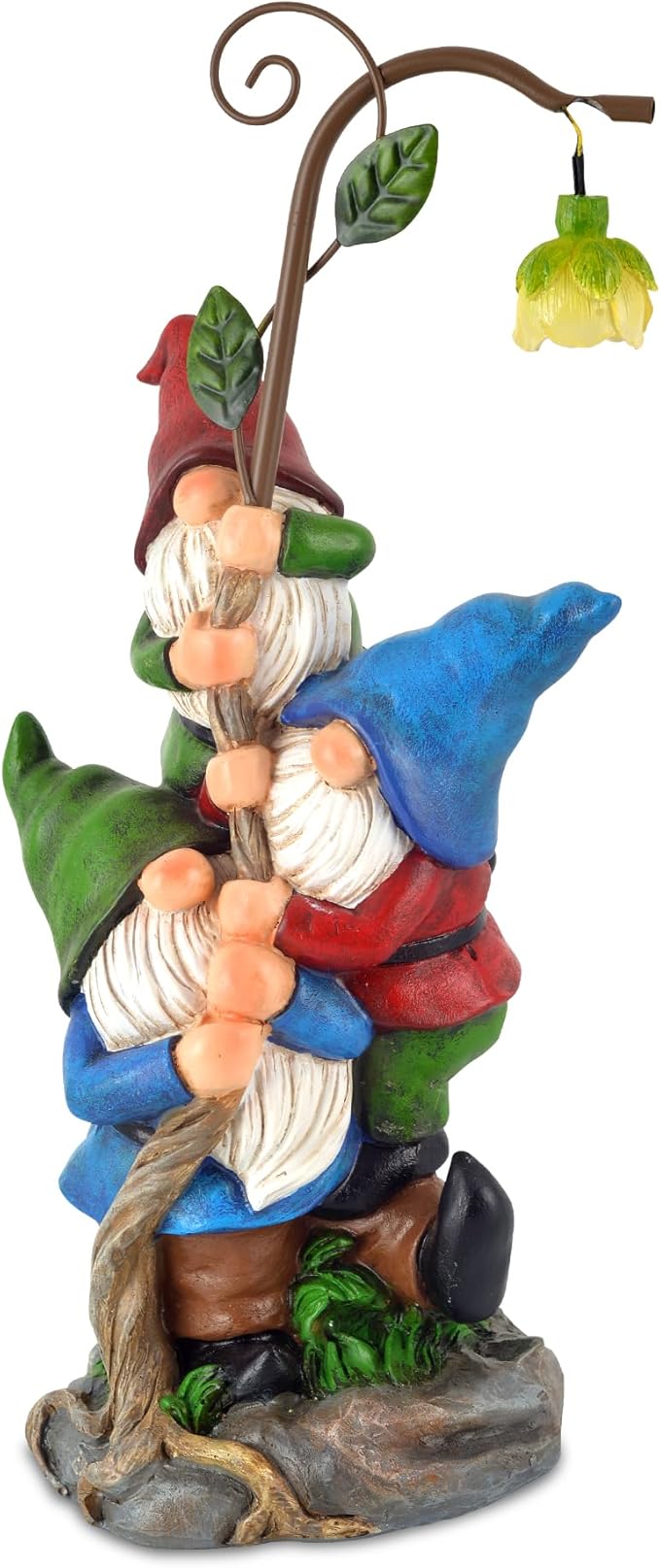 Gnome Figurine Garden Decor, Solar Resin Gnomes Outdoor Statue, Funny Gnome Gift Sculpture Decoration for Home Patio Yard Lawn Porch Ornament