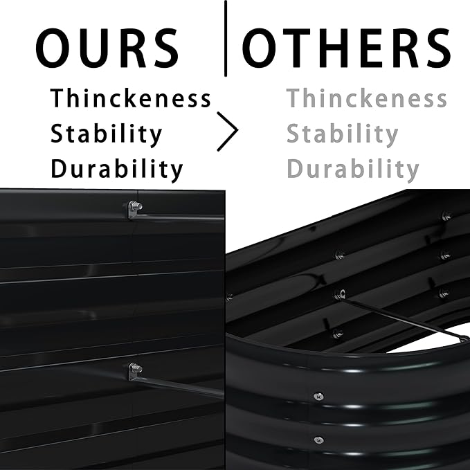 8x4x1ft(2 Pack) Galvanized Raised Garden Bed,Outdoor Planter Box Metal Patio Kit Planting Bed for Vegetables Flowers Herb,Black