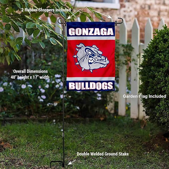 College Flags & Banners Co. Gonzaga Bulldogs Garden Flag with Pole Stand Holder