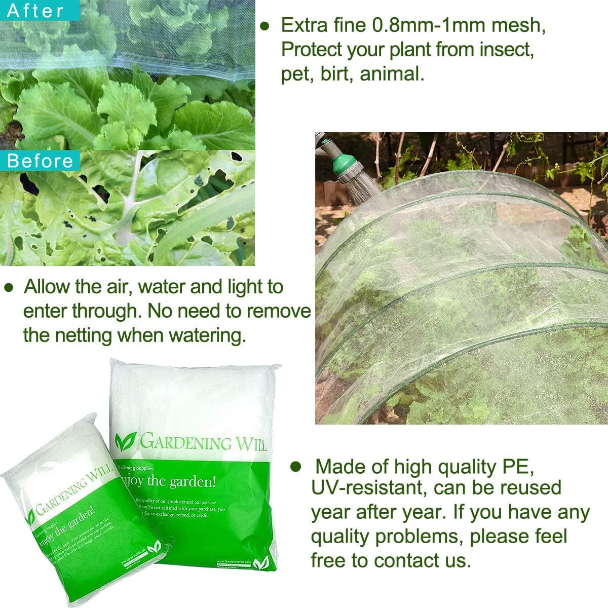 5Ft x 100Ft Mosquito Bug Insect Bird Fine Mesh Net Barrier Hunting Blind Garden Screen Netting for Protect Your Plant Fruits Flower