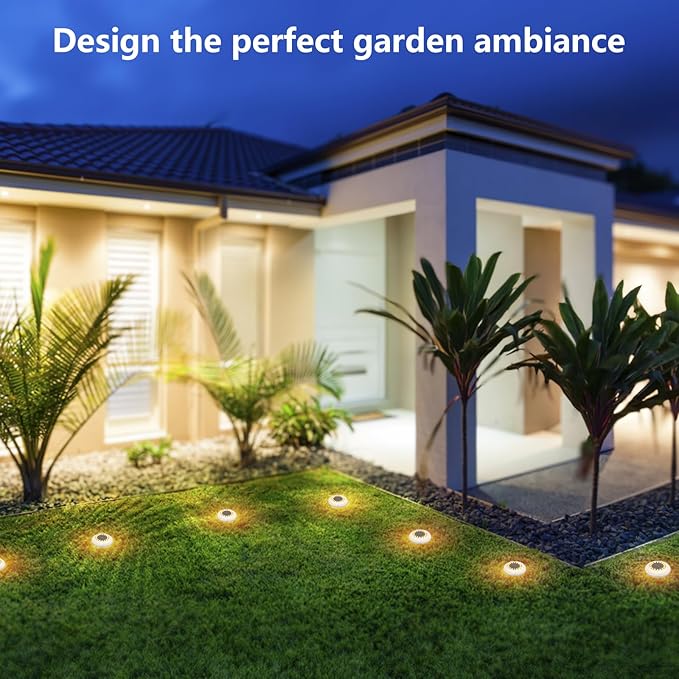 Flumy Solar Ground Lights,12 Pack Solar Lights Outdoor Waterproof, Solar Garden Lights for Outside Patio Pathway Yard Lawn Driveway Deck Step Walkway,Outdoor Chrismtas Decorations