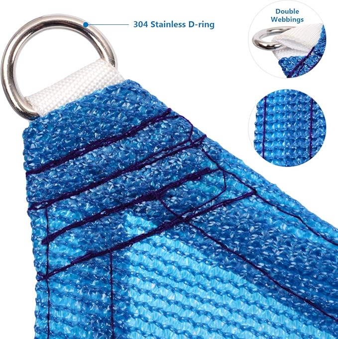 Eden's Decor Straight Flat-Edged Sun Shade Sail Rectangular 6' x 20' Blue UV-Blocking Outdoor Canopy Fabric Cloth Awning for Pergola Patio Garden Backyard Custom Size