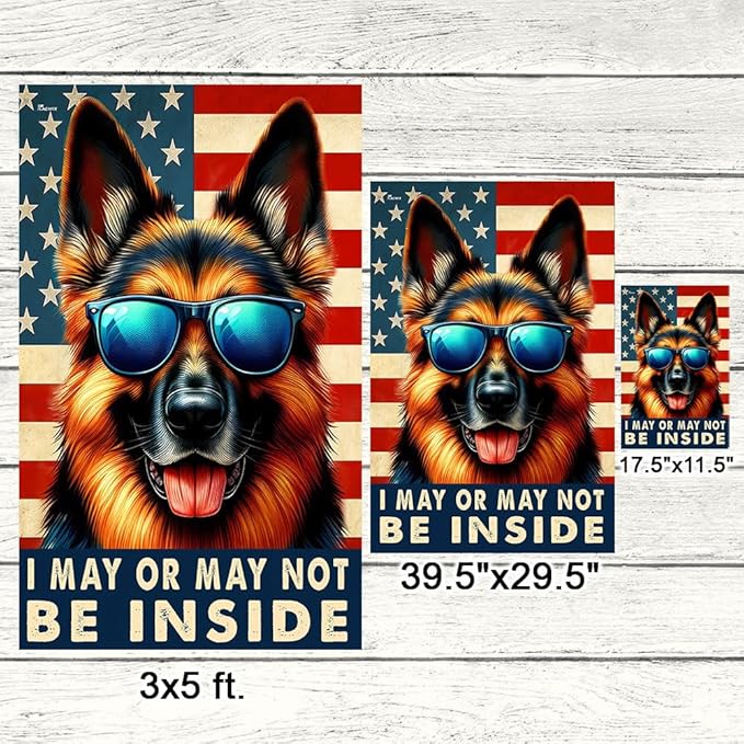 American Flag-Funny German Shepherd Dog American Flag TQN2748F, Garden Flag (11.5" x 17.5")-USA Flags Premium Polyester-Decorative Indoor Outdoor Flag