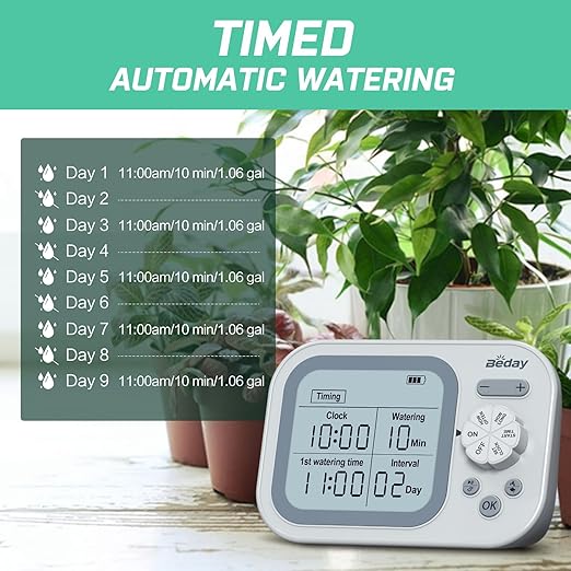 Automatic Plant Waterer Self Watering System Indoor for 15 Potted Plants Pack of 2, Auto Drip Irrigation Kit Programmable Water Timer w Smart Humidity Detection