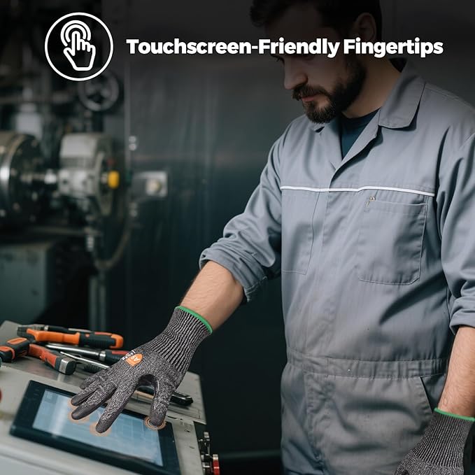 Donfri A9 Cut Resistant Work Gloves for Men - Steel + HPPE Hybrid Safety Gloves for Men, ANSI Cut Level 9 Protection Flexible for Metal Glass Wood Construction Fishing