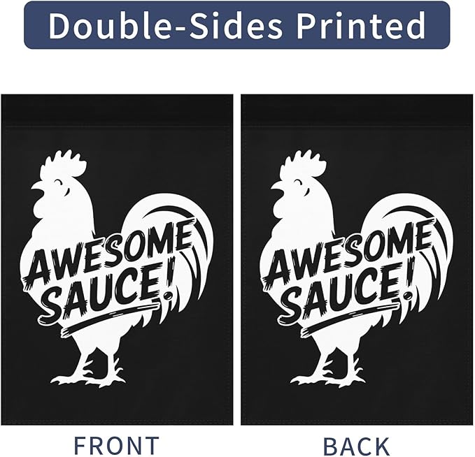 Awesome Sauce Rooster Garden Flag Art Banners House