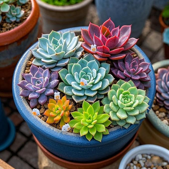 DoubleWood Mini Cow Figurines Set, 90 Pieces, Resin Mini Animals Decorations for Fairy Gardens and Miniature Landscapes (90, White)