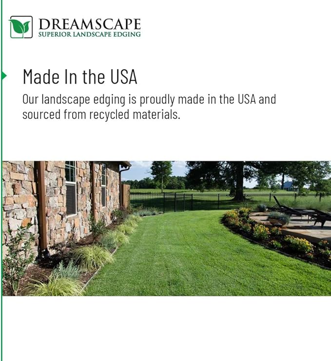 Dreamscape E-Z Edge Aluminum Landscape Edging - 4 Strips, 6ft Each (24ft Total), Brown Painted - Professional Quality Landscaping Border, Metal Divider for Lawn, Garden, Flowerbed