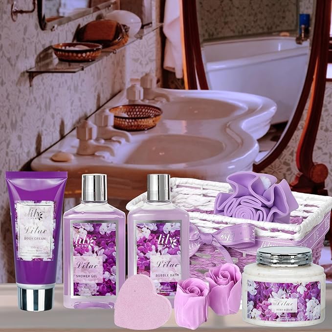 Christmas Gifts for Women - 9 Pcs Lavender Bath and Body Gift Basket Set for Women, Gift Baskets | Valentine's, Birthday, Mothers Day Gifts for Mom, Perfect Gift for Mom All Occasion Gifts for Her