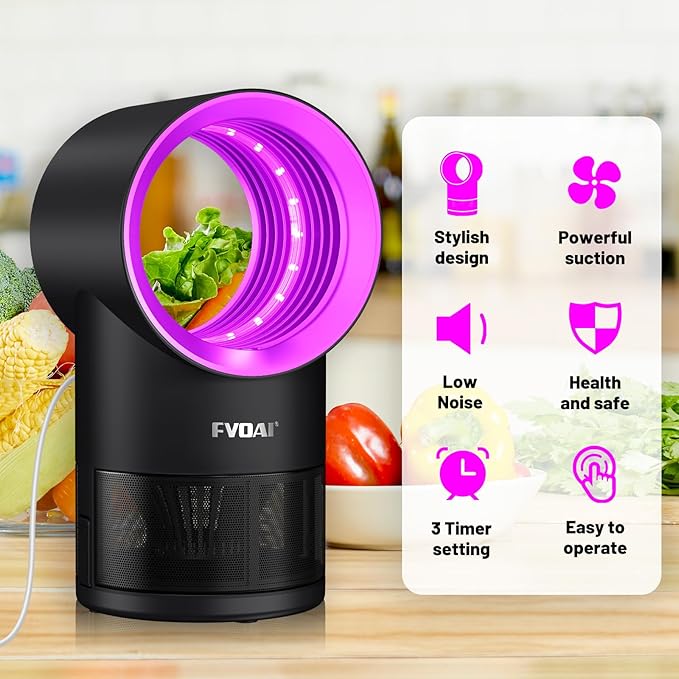 Fruit Fly Trap for Indoors, Fly Traps Indoor for Home Bug Zapper Indoor Insect Trap with Time Setting,Suction, Bug Light & 1 Pcs Sticky Glue Boards (Pink)