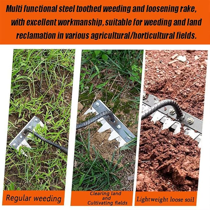 Gardening Hand Weeder Puller Tool, Manual Weeder with Detachable Blade Weeder Puller Tool,High-Carbon Steel Weed Removal Tool for Farm Lawn Garden, 5/6/7/8 Teeth Sizes (7 Teeth)