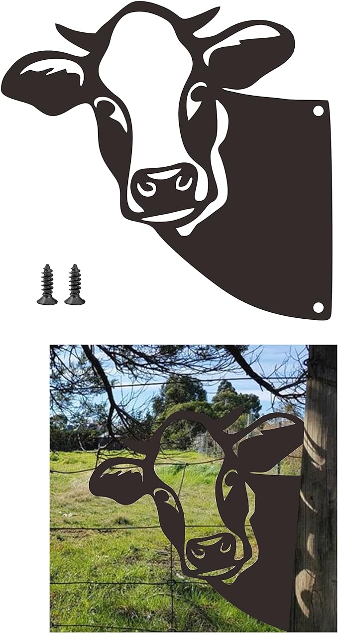Cow Metal Art Farm Garden Decor Garden Fence Decoration Outdoor Decoration for Farmhouse Yard Lawn