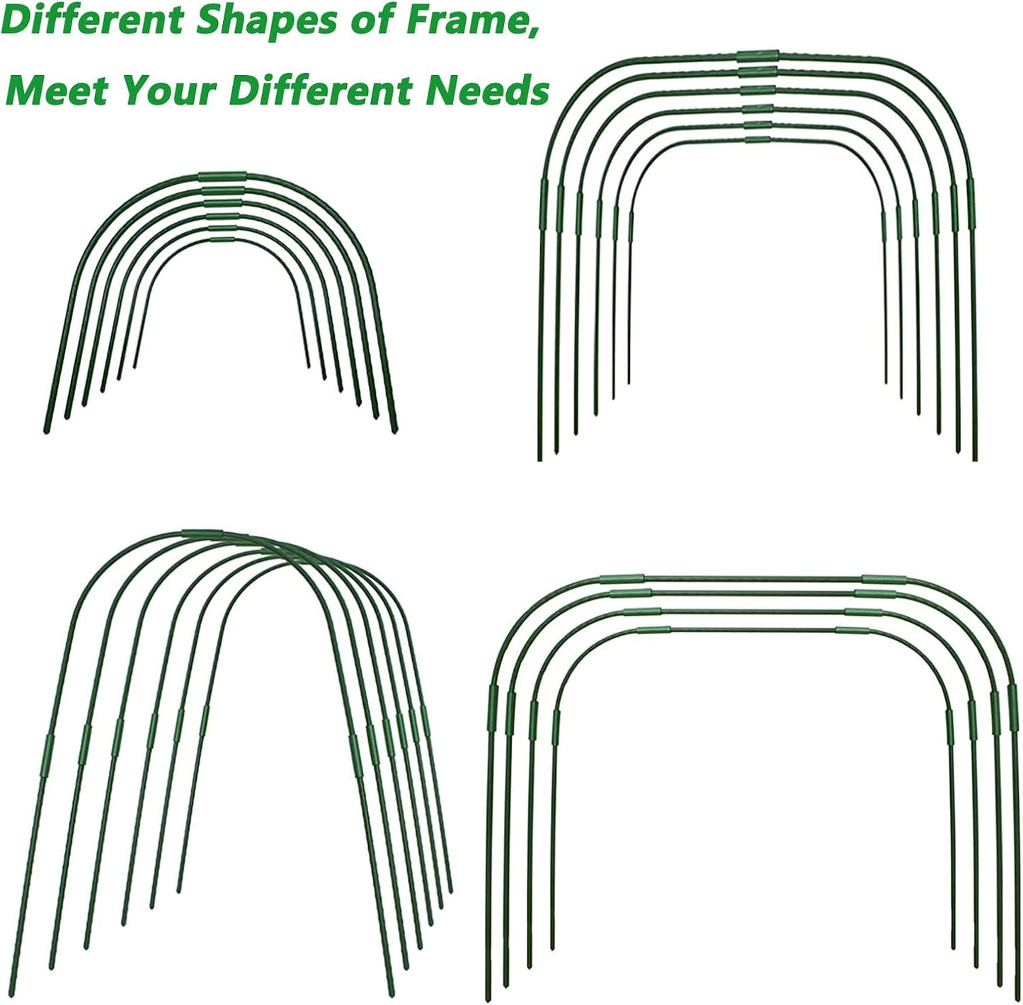 Garden Hoops Grow Tunnel for Raised Beds, 6 Sets 25.6" x 31.5" Rust-Proof Steel Greenhouse Hoops, Plant Support Garden Stakes Frame for Garden Fabric, Row Cover, Garden Netting