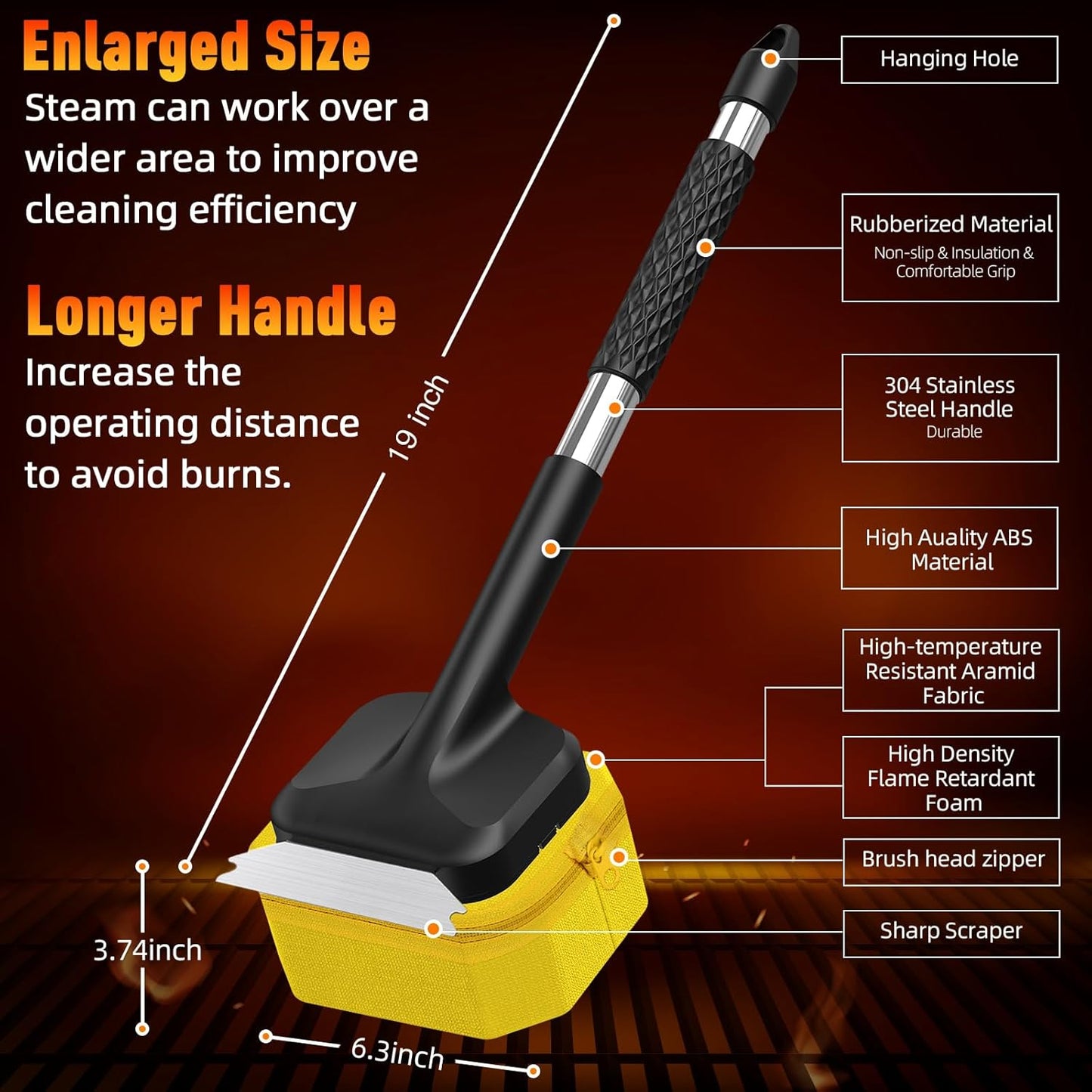 Bristle-Free Steam Cleaning Grill Brush, Safe for All Grill Griddle, Heat-Resistant Head, BBQ Grilling Gift for Men