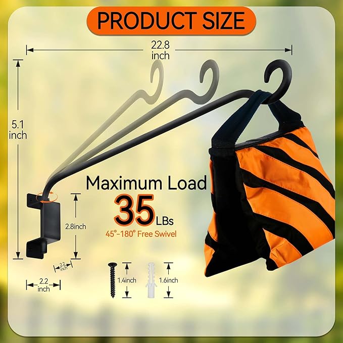 AJART Bird Feeder Hanger for Outside: Swivel Hanging Plant Hangers Bracket for Garden Patio Yard Tree Wall Mount - 22-inch Outdoor Hummingbird Feeder Hooks