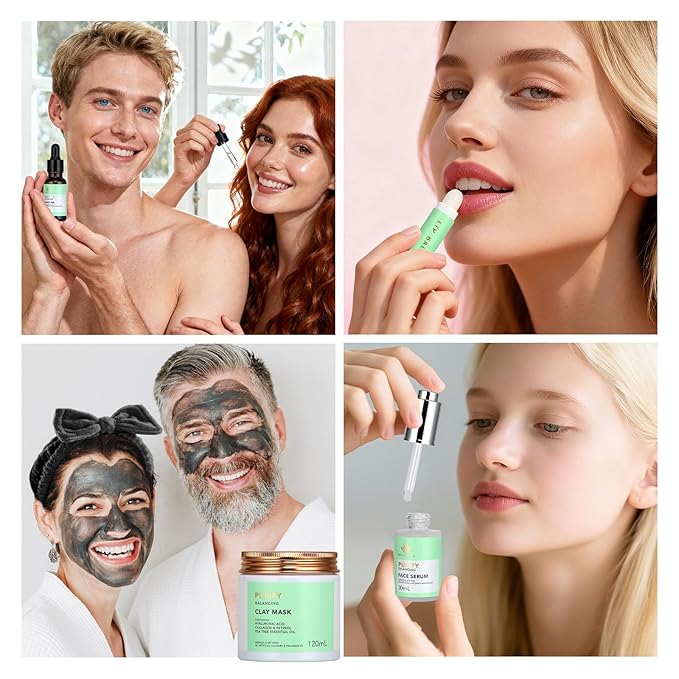 Facial Skin Care Set & Spa Kit - Gift for Men & Women Ideas, Self-Care Relaxation Gift, Skin Care Collection with Tea Tree Essential Oil, Hyaluronic Acid Serum, Dad, Mother's Day, Christmas, Birthday