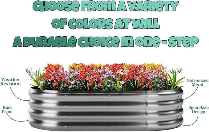 Galvanized Metal Planter Raised Garden Bed Kit for Gardening Outdoor，4x2x1ft Planter Grow Garden Box Raised Flower Bed