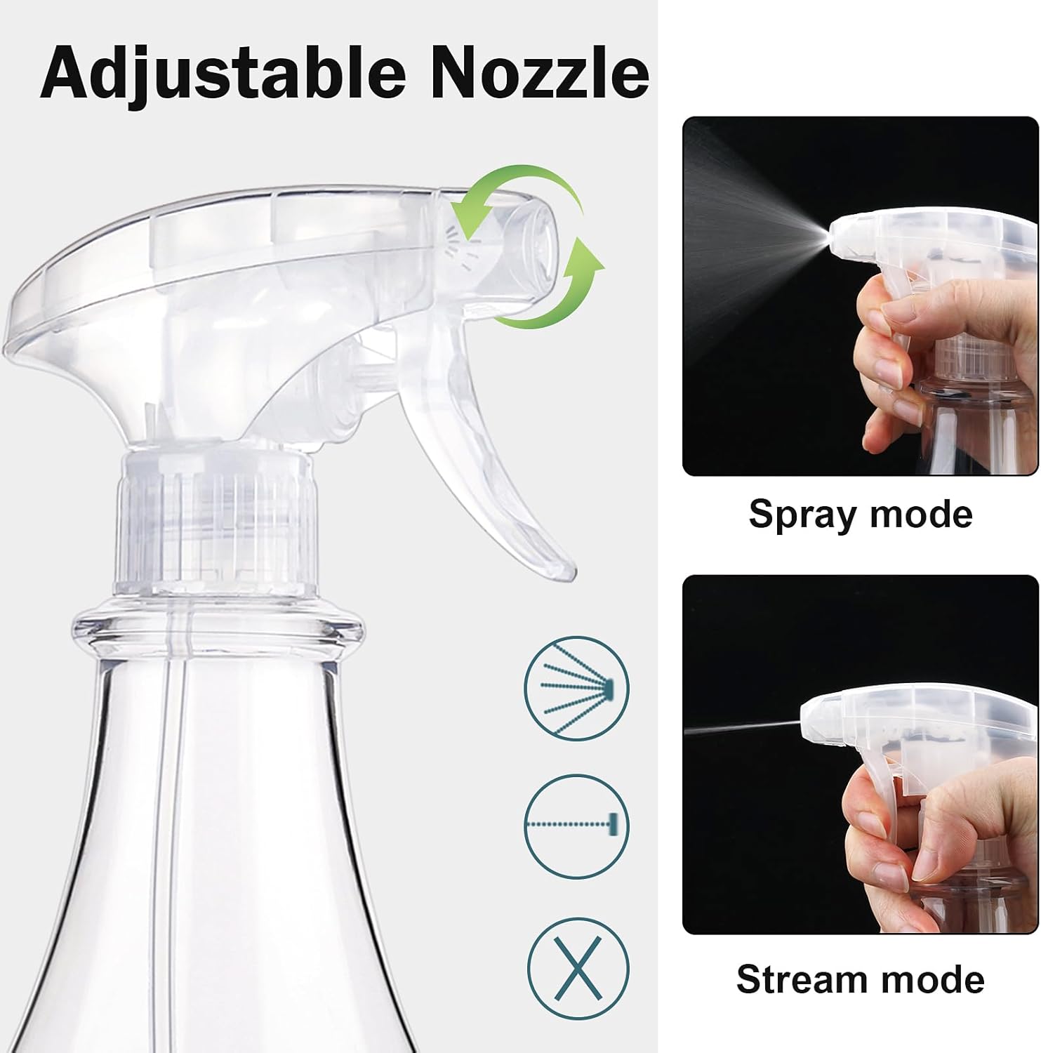 Plastic Spray Bottles Empty Spray Bottle 28.4oz Heavy Duty Spraying Bottles Mist/Stream Water Bottle for Cleaning Solutions, Plants, Pet, Essential Oils, Hair (Clear4)