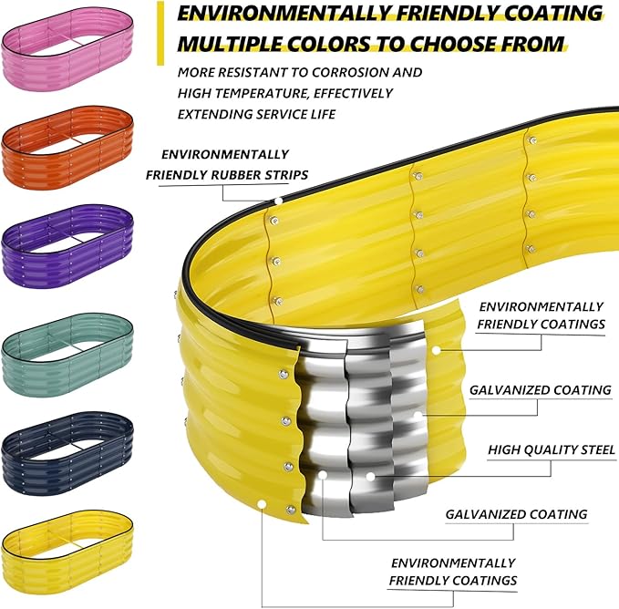 Galvanized Metal Planter Round Raised Garden Bed Kit for Gardening Outdoor，3x3x1ft Grow Garden Box Raised Flower Bed，Round Galvanized Planter Outdoor Large Metal Fire Pit Ring