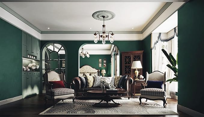 Dimoon 236''x17.7'' Dark Green Peel and Stick Wallpaper Contact Paper Modern Self Adhesive Wall Paper Removable Renter Friendly Textured Solid Color Cabinet Vinyl Roll (236''x17.7'',Emerald Dark)