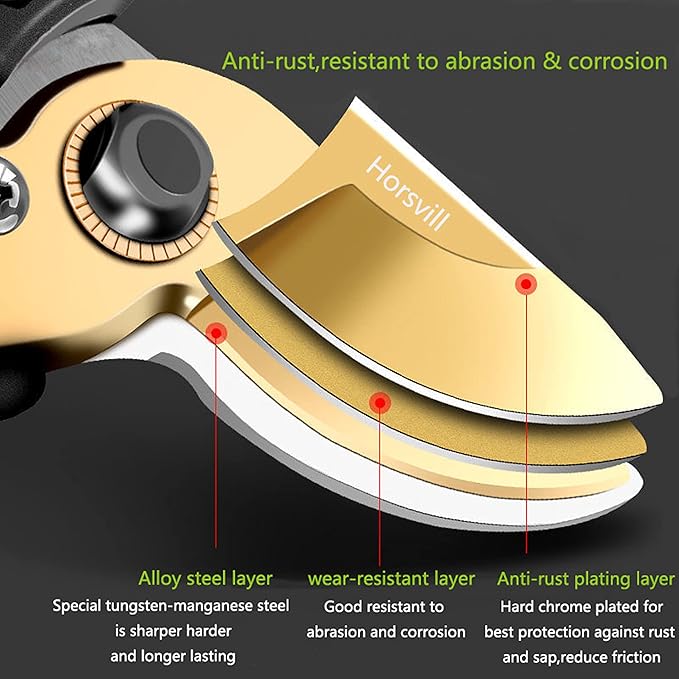 Garden Shears, Japanese labor-saving Garden Scissors, Pruning Shears and Garden Secateurs for Woman and arthritis weak, Professional Branch scissors(Red-grey)