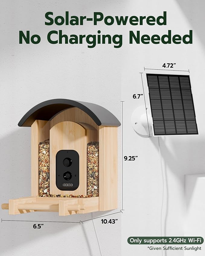Bird Feeder with Camera, Smart Wild Bird Feeder for Outdoors with AI Identify, Solar Bird Feeder Watching Camera Auto Capture Birds & Real-time Notifications, Gifts for Birdlover (Arch)