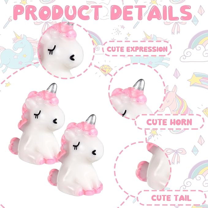Barydat 60 Pcs Micro Unicorn Miniature Figurines Garden Moss Landscape Mini Resin Animals Unicorn Cake Topper DIY Terrarium Crafts Ornament Accessories for Home Dollhouse Decoration, 4 Colors
