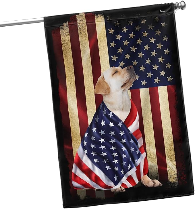 FLAGWIX Yellow Labrador Retriever House Flags, Patriotic Dog Decor American Flag - 4th of July Decorations for Home, Yard Decor, House Flag 30x40 - Double Sided, Heavy Duty Canvas Flag Indoor Outdoor