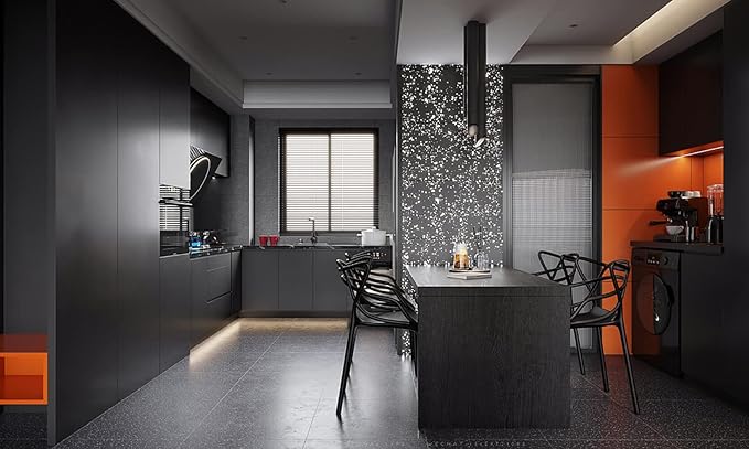 Dimoon 118''x15.7'' Black Skin Peel and Stick Wallpaper Contact Paper Modern Self Adhesive Wall Paper Removable Renter Friendly Textured Solid Color Cabinet Vinyl Roll (118''x15.7'',Black Skin)