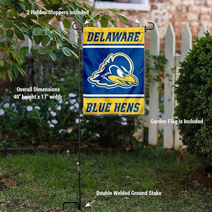 College Flags & Banners Co. Delaware Blue Hens Garden Flag with Stand Holder