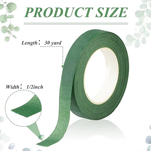 Phinus 9 Rolls Floral Tape, 1/2 Inch x 30 Yard Flower Tape, Green Floral Tape for Floral Crafts Supply, Bouquet Stem Wrapping, Wedding Bouquet (Green)