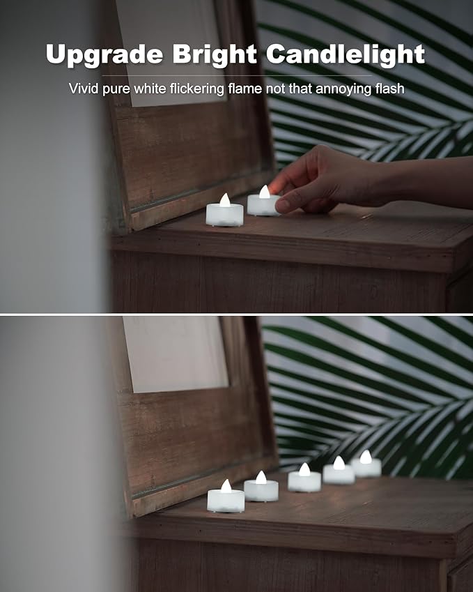 BEICHI Flameless Candles, 24Pack Battery Operated Candles, LED Tea Lights Candles Battery Operated, Flickering Fake Candles for Wedding Halloween Christmas Diwali- Pure White Light