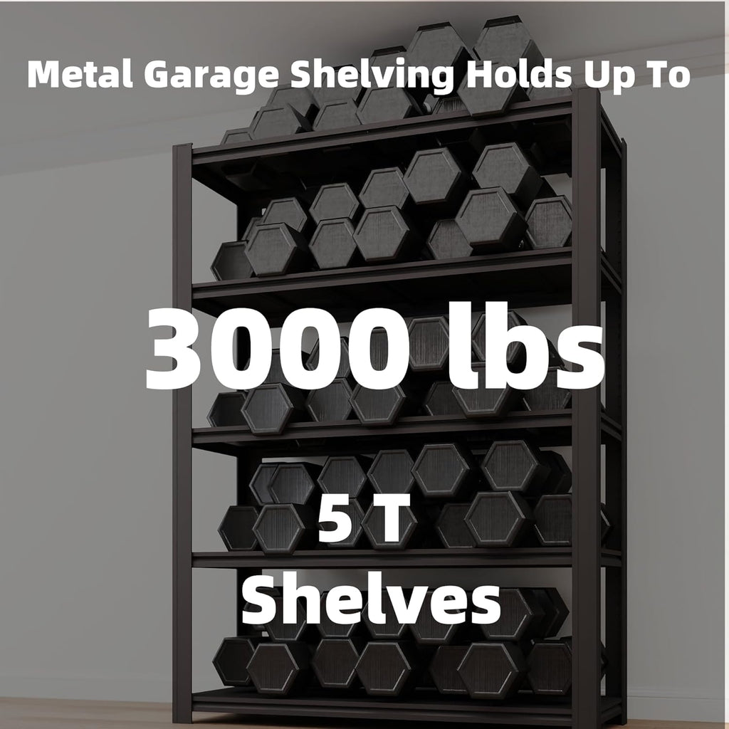 5-Tier 55" W x 24" D x 84" H Garage Shelving 3000LBS Storage Shelves Heavy Duty Metal Shelf Unit Adjustable Basement Industrial Storage Racks