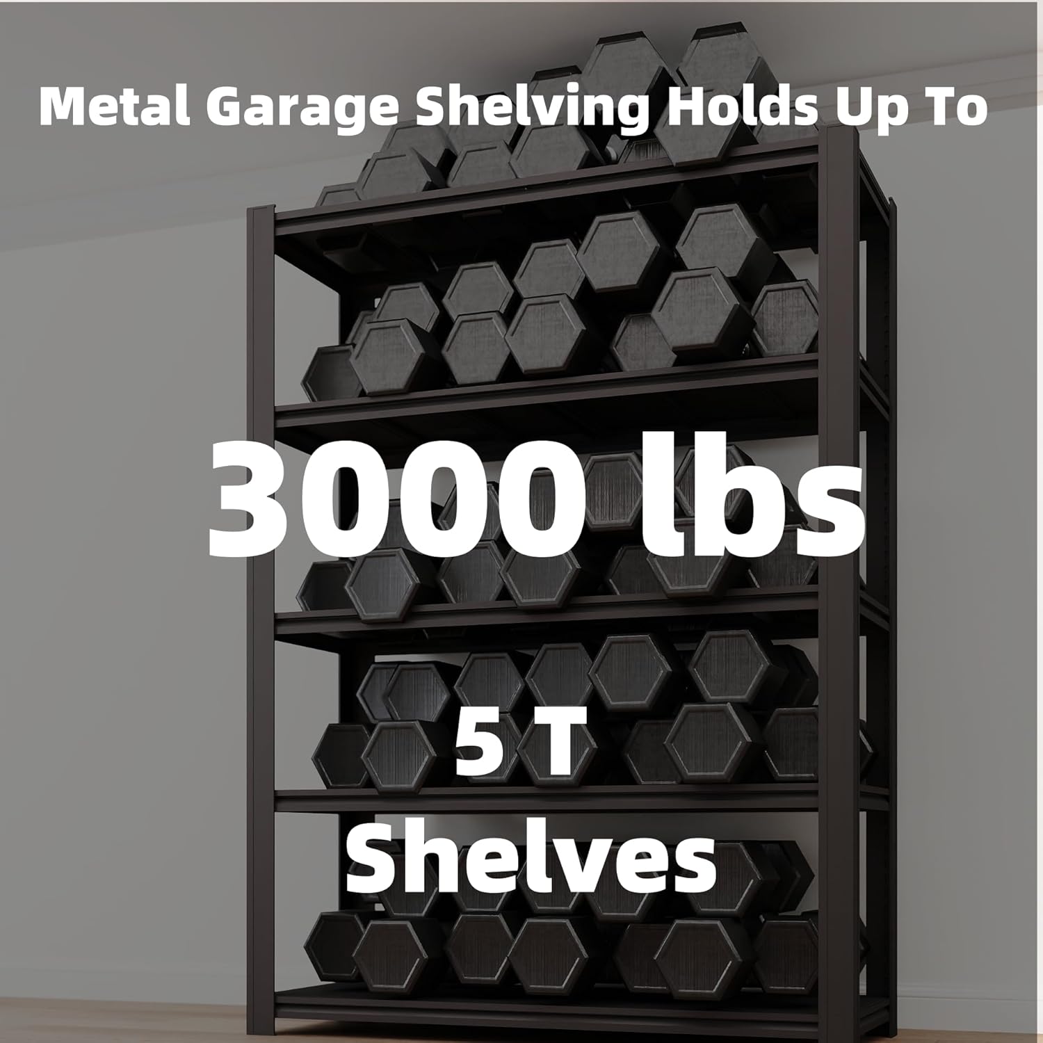 5-Tier 47" W x 24" D x 84" H Garage Shelving 3000LBS Storage Shelves Heavy Duty Metal Shelf Unit Adjustable Basement Industrial Storage Racks