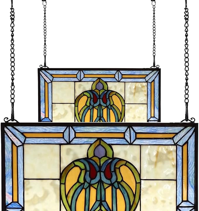 4 Pcs 20 Inch Stained Glass Window Hanging Chain with Suction Cup Hooks, Picture Hanging Chain Sunshine Catcher Black Metal Nickel Plating Stained Glass Window Panels Chains