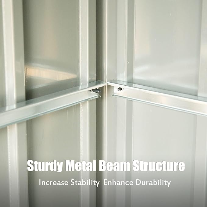 Domi Outdoor Storage Shed 5' x 3’, Metal Garden Shed with Galvanized Steel Frame for Bike, Tools, Lawn Mowers, Pool Toys, Outdoor Storage Cabinet with Lockable Door for Garden Lawn Patio (Dark Grey)