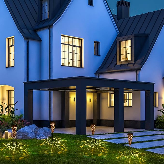 DIBIEECN 6 Pack Dragonfly Solar Pathway Lights Outdoor,Metal Garden Decorations Outdoor Lights with Patterns and Warm Light,Waterproof Landscape Lighting for Path Patio Backyard Walkway Yard