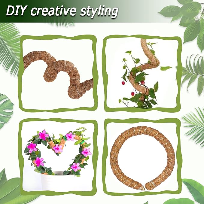 60 Inch Moss Pole for Plants Monstera, Tall Bendable Moss Poles for Climbing Plants Indoor, Large Handmade Plant Pole Sticks, Coco Coir Plant Support Stakes for Potted Plants, Pothos