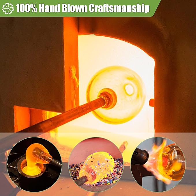 BOLITE Hummingbird Feeder, Hand Blown Glass Hummingbird Feeders for Outdoors Hanging, with Ant Moat and 5 Feeding Ports, 22 Ounces, Peony Flower Shape, Purple, Gifts for Women Men, Gifts for Mom Dad