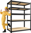 72" H Garage Shelving, 5 Tier Storage Shelves Load 2500 lbs, Adjustable Garage Shelves, Metal Shelving Unit for Warehouse, Basement, Pantry, 40" Wx 16" D x 72" H, Black