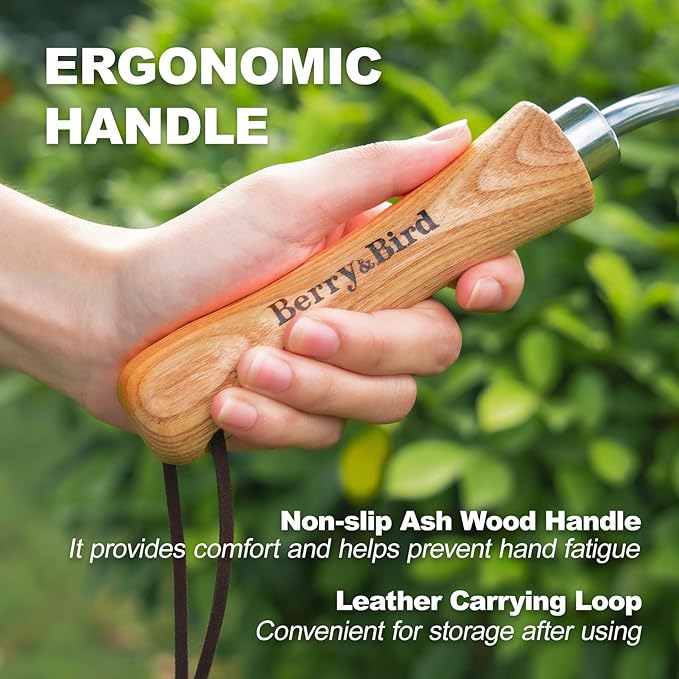 Berry&Bird Seeding Widger,Stainless Steel Seed Dibber Tool with Measuring Scale,Wooden Handle Garden Bulb Trowel for Seed Planting Tool Hand Shovel Planter Transplanter Dibber Soil Digginng