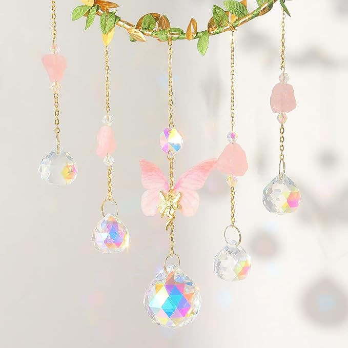 Butterfly Crystal Sun Catcher Hanging Good Luck Charms Suncatcher Room Decor Prism Rainbow Maker for Windows Home Office, Blessed Gift Ideas for Chrismas Thanksgiving Birthday
