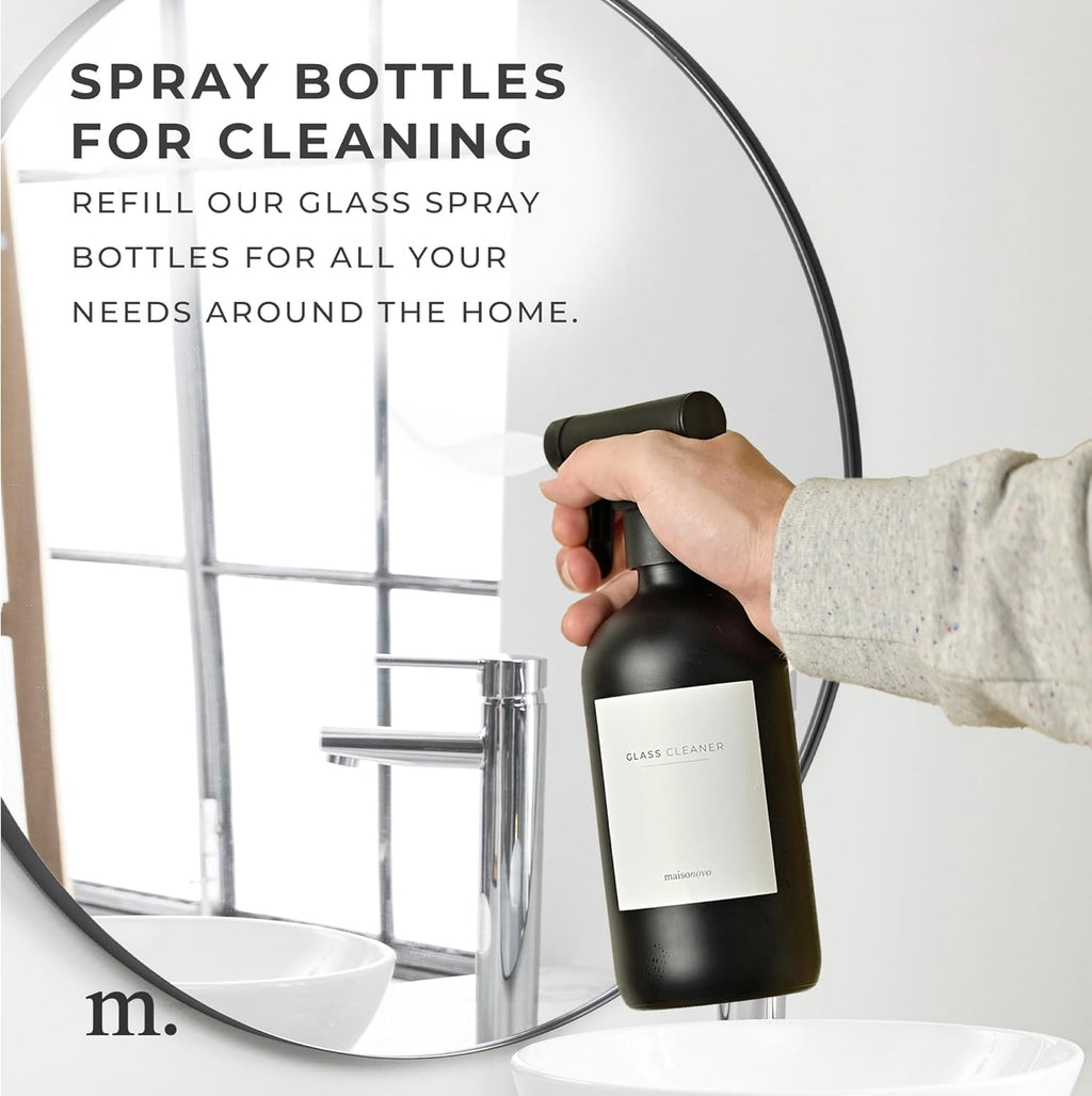 MaisoNovo Spray Bottle for Hair - 16.9 fl oz Black x 2 with 16 Labels