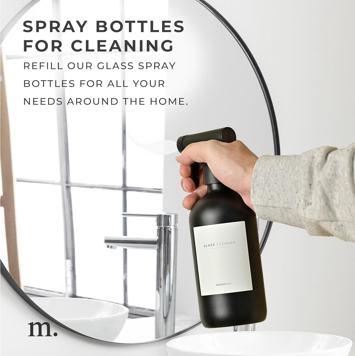 MaisoNovo Spray Bottle for Hair - 16.9 fl oz Black x 2 with 16 Labels