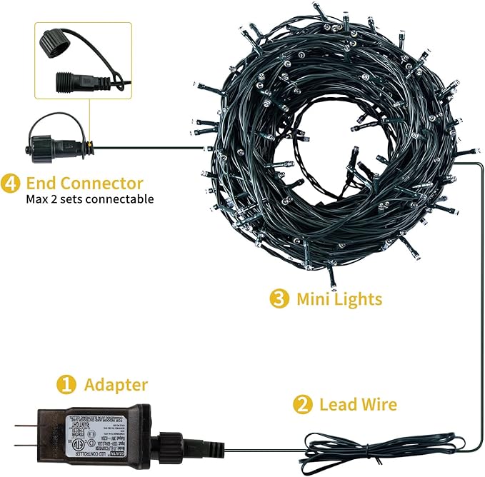 Christmas String Lights, 168Ft 600 LED Twinkle Fairy Lights Tree Lights with 8 Light Modes for Christmas Trees Garland Wreath Wedding Indoor Outdoor Holiday Decorations - Warm White to Multicolor