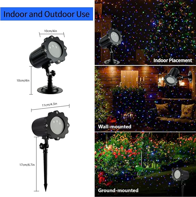 Christmas Laser Light Projector, 3 Color RGB Outdoor Light With RF Remote & Timer, Waterproof Holiday Decor for Home, Party, Garden