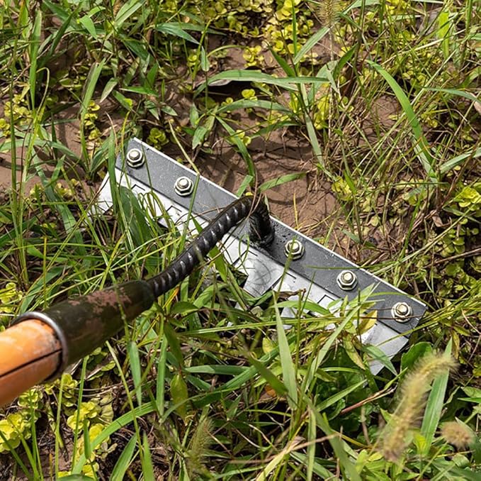 Gardening Hand Weeder Tool,Manual Weeder Tool with Detachable Blades, 4 Sizes High Carbon Steel Dual-Edge Design for Farm Garden Lawn Weed Removal, Soil Cultivation & Root Extraction (6 Tines)