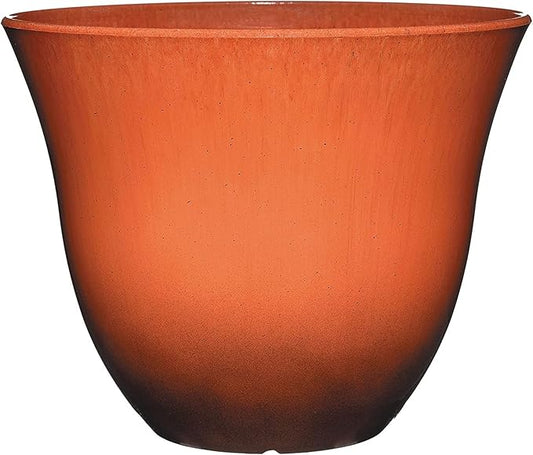 Classic Home and Garden Honeysuckle Resin Flower Pot Planter, Orange Ember, 15"